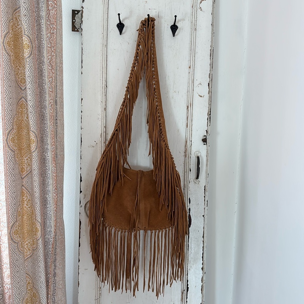 Silence + Noise brown suede fringe purse from Urban Outfitters never used